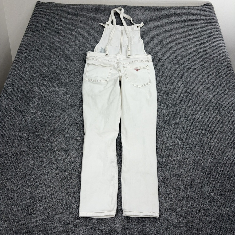 Guess Overalls Womens 29 White Cotton Distressed Ripped Slim Casual Streetwear - Picture 5 of 10